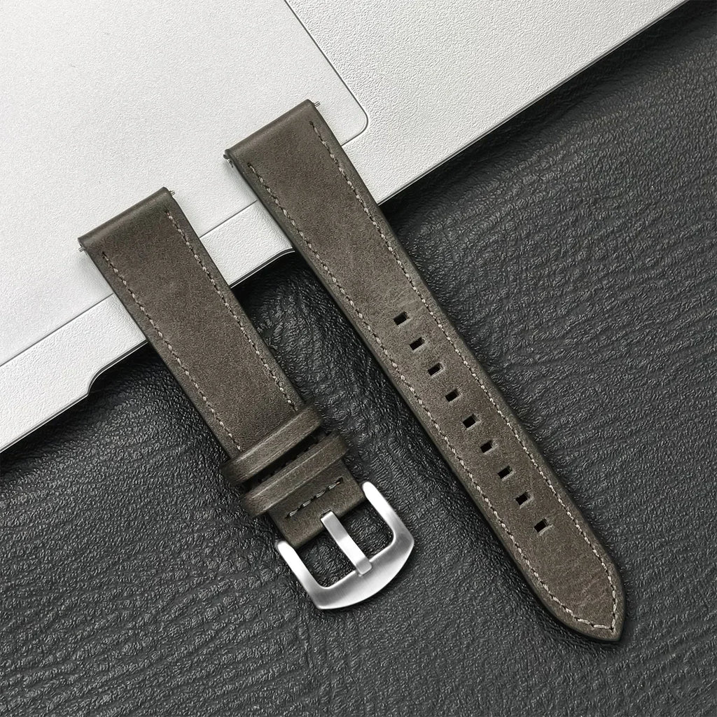 Brazalete de cuero vintage de 20 mm y 22 mm para Samsung Galaxy Watch 4–7 y Xiaomi Redmi Watch – Brazalete clásico para reloj inteligente con diseño dorado 