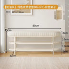 Cremefarbener Schuhhocker & Ottoman aus PU-Leder – Weiche Sitzbank für Flur, Wohnzimmer & Schlafzimmer im modernen Morocco-Stil