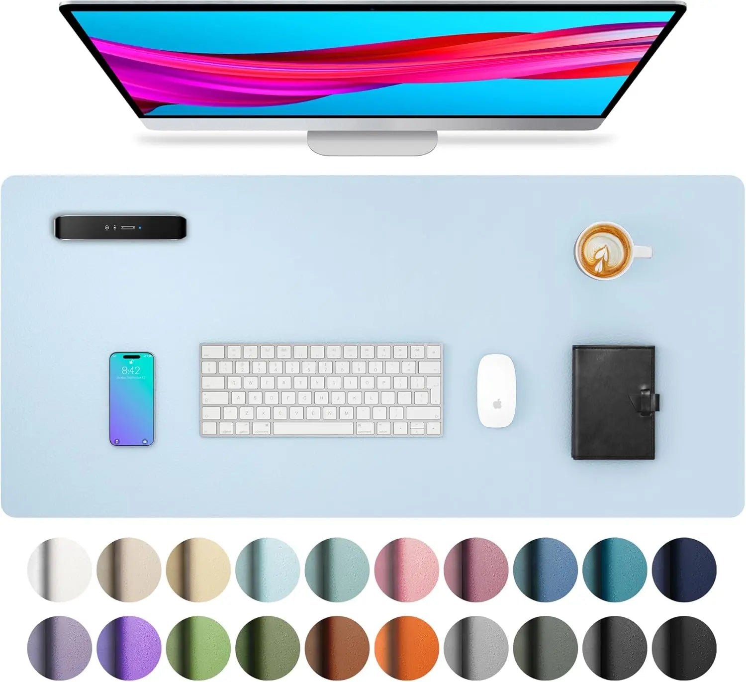 Großes Leder Mousepad & Schreibtischunterlage – Wasserdichte PU Leder Desk Mat für Büro, Homeoffice & Gaming