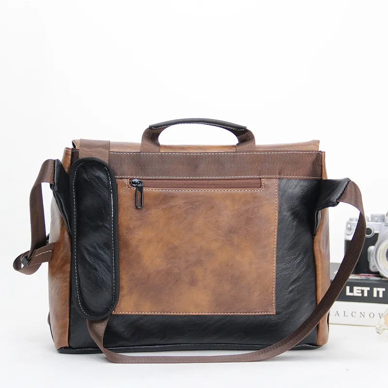 Vintage PU-Leder Herren Messenger Bag – Retro Crossbody, Laptop Briefcase & Schultertasche