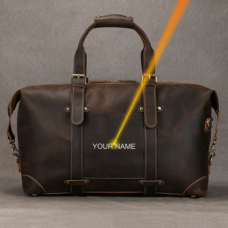 Luufan Crazy Horse Leder Reisetasche für Herren – Große Vintage Travel Duffel aus echtem Rindsleder mit Schultergurt