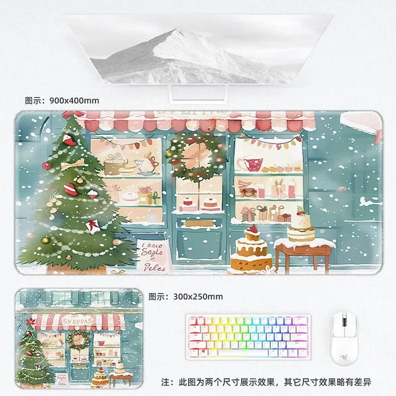 Weihnachtliche XXL PU Leder Schreibtischunterlage – Kawaii Cartoon Mousepad für Computer, Tastatur & Laptop