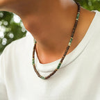 Boho Lederarmband für Herren – Handgeflochtenes Armband mit Holzperlen & Kokosschale, verstellbares Ethno Charm Armband