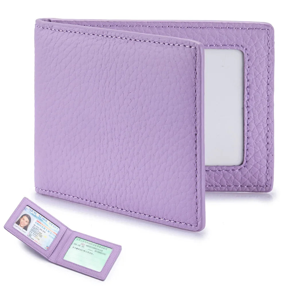 Ultradünne Leder Führerscheinhülle – Minimalistisches Bifold Kartenetui aus Echtleder mit Sichtfenster für Ausweis & Karten