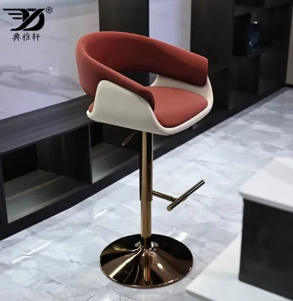 DUTRIEUX Nordic Leder Barstuhl – Höhenverstellbarer 360° Dreh-Barhocker aus Echtleder mit Armlehnen, modernes Design für Küche & Wohnzimmer