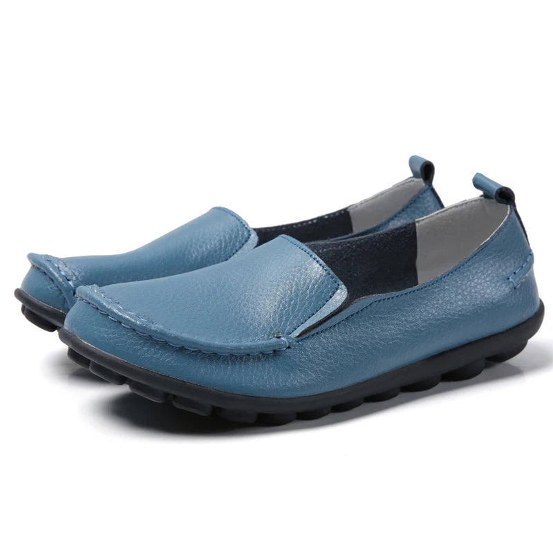 HAJINK Damen Flats 2024 – Weiche Slip-On Loafers aus echtem Leder, elegante Moccasins für Alltag & Freizeit, Plus Size