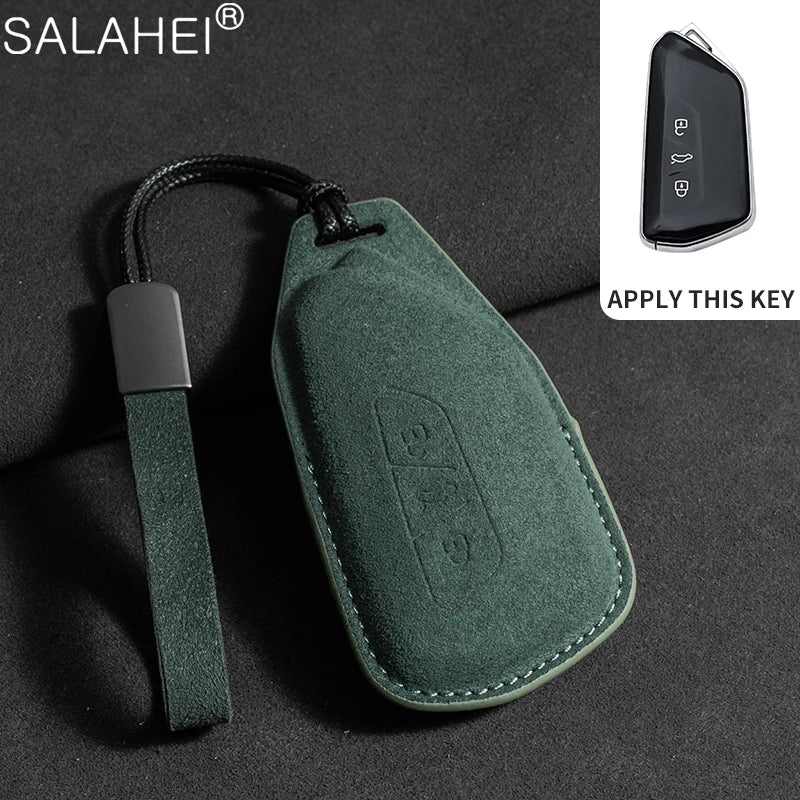 Wildleder Autoschlüssel Hülle für VW, Skoda & SEAT – Premium Key Case Cover für Passat B8, Tiguan MK2, Golf 8, Octavia A7/A8 & Leon MK4