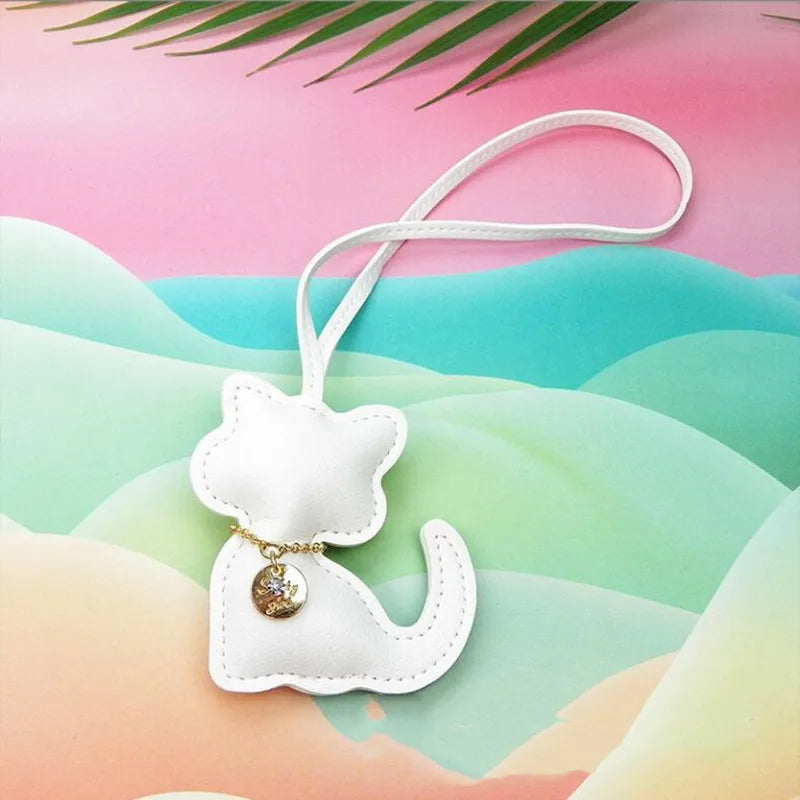 Modischer Katzen-Schlüsselanhänger aus PU-Leder – Süßer Tieranhänger als Taschen- & Schlüsselanhänger, Geschenkidee für Mädchen & Frauen