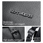 SEPTWOLVES Business Leder Rucksack Herren – Sac à dos design pour ordinateur portable avec monogramme, cordon et fermeture éclair