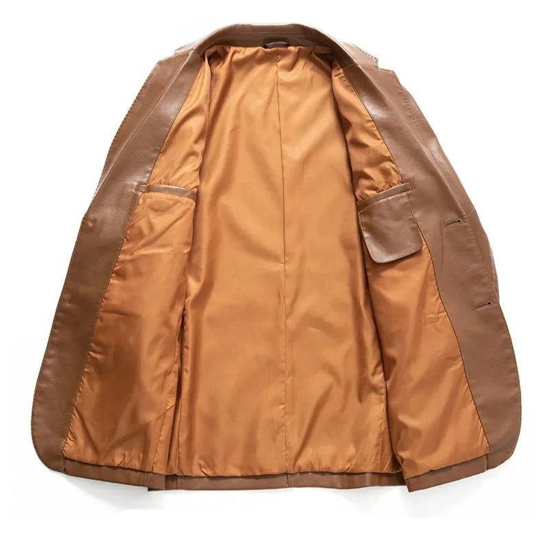 Herren PU Lederjacke Slim Fit – Business Casual Lederblazer mit Umlegekragen, elegante Motorrad- &amp; Freizeitjacke in Wildleder-Optik für Herbst &amp; Winter (talla grande) 