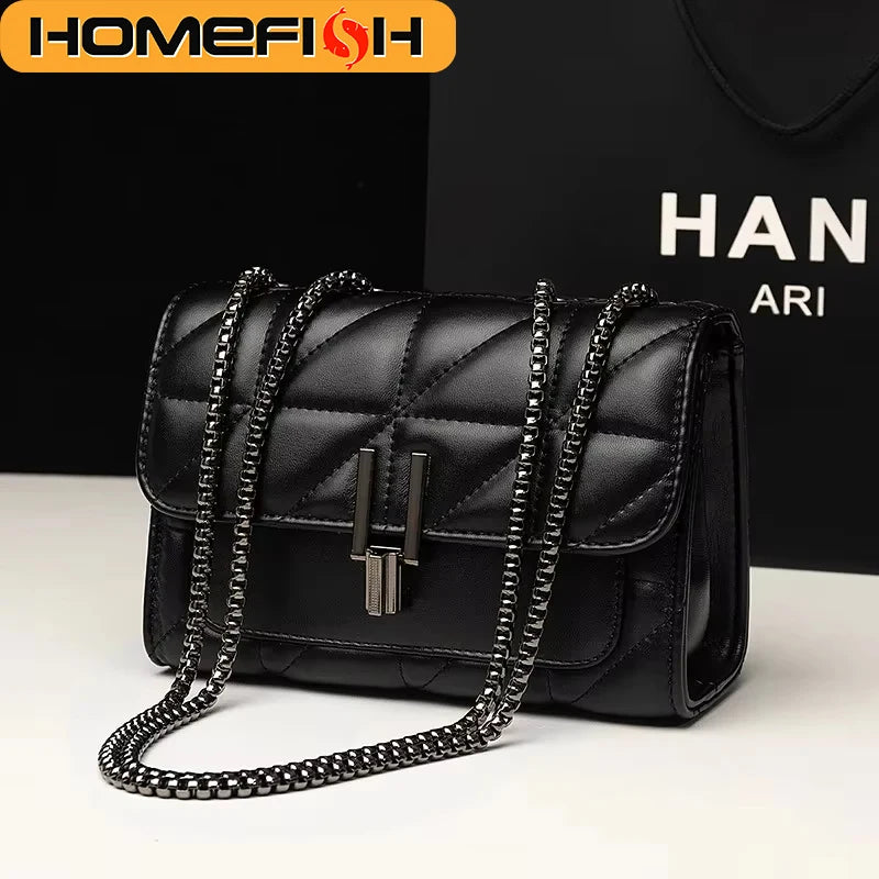 Damen Lingge Chain Bag – PU-Leder Schultertasche & Crossbody Bag im Diagonal-Design