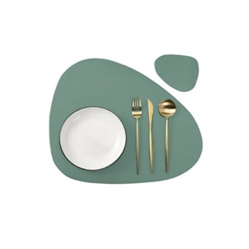 Orange Tischset & Untersetzer Set aus PU-Leder – Öl- & Wasserabweisende Platzsets in unregelmäßiger Form für Küche, Esstisch & Café