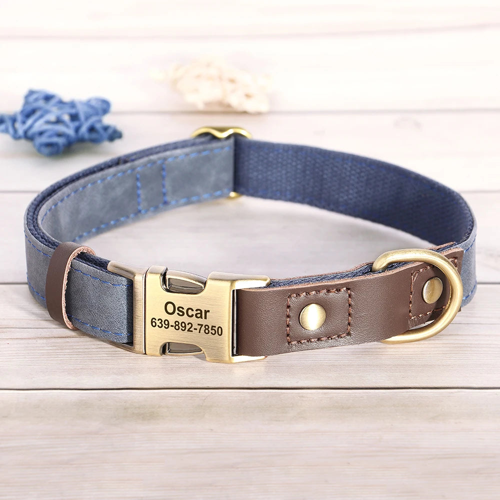 Personalisierbares Hundehalsband mit Leine aus PU-Leder – Robust, Verstellbar & Individuell Gestaltbar für Kleine und Große Hunde