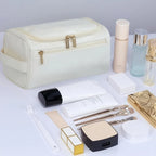 Geprägter Lederoptik Reise-Kulturbeutel – Hängender Kosmetik-Organizer mit großem Stauraum &amp; Reißverschluss