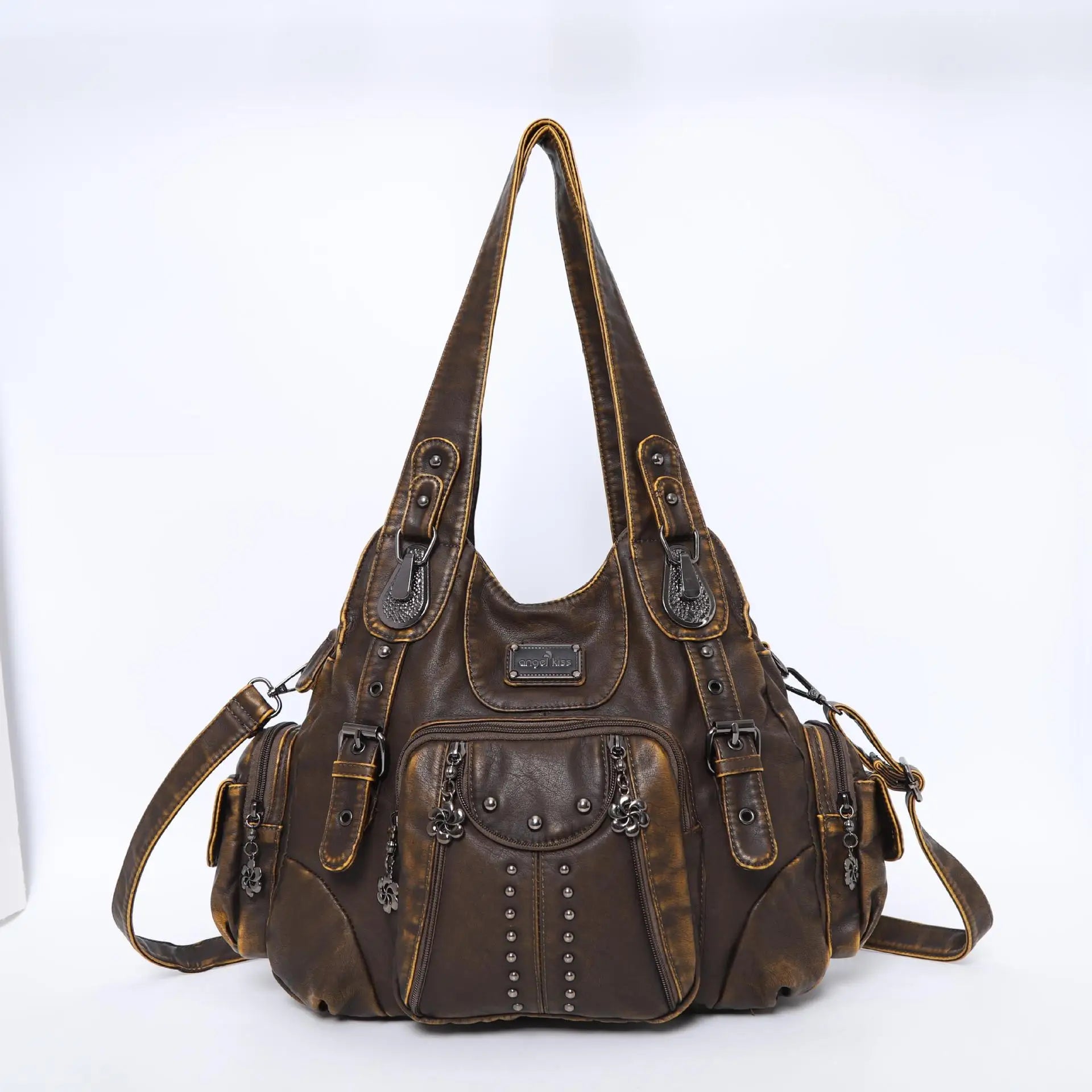 Angelkiss Damen Schultertasche aus PU-Leder – Große Hobo Handtasche mit Reißverschluss, Crossbody & Satchel für Alltag & Party