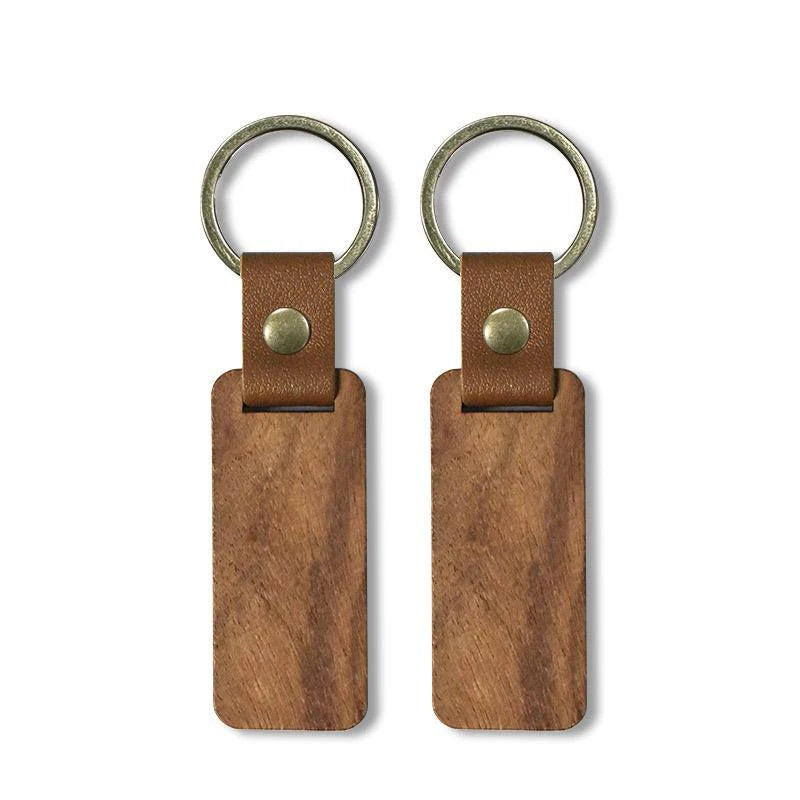Porte-clés DIY en bois et cuir – Porte-clés à sublimation 10–100 pièces, porte-clés vierges idéaux pour souvenirs et cadeaux personnalisés