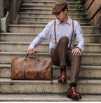 LUOKIR Vintage Leder Tote Reisetasche – Große Travel Duffle Bag aus geprägtem echtem Rindsleder, Premium Wochenend- &amp; Sporttasche
