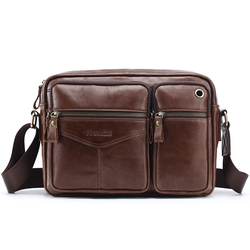 LACHIOUR Herren Leder-Umhängetasche – Echtes Leder, Casual Messenger Bag, Business & Crossbody Handbag