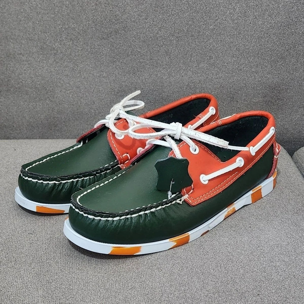 Klassische Herren Bootsschuhe aus echtem Leder – Handgefertigte Mokassins &amp; Casual Loafer mit rutschfester Gummisohle 