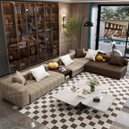 Luxus Lounge Sofa aus Echtleder im nordischen Stil – Kompaktes Designer-Ecksofa mit High-Rebound-Polsterung für modernes Wohnen