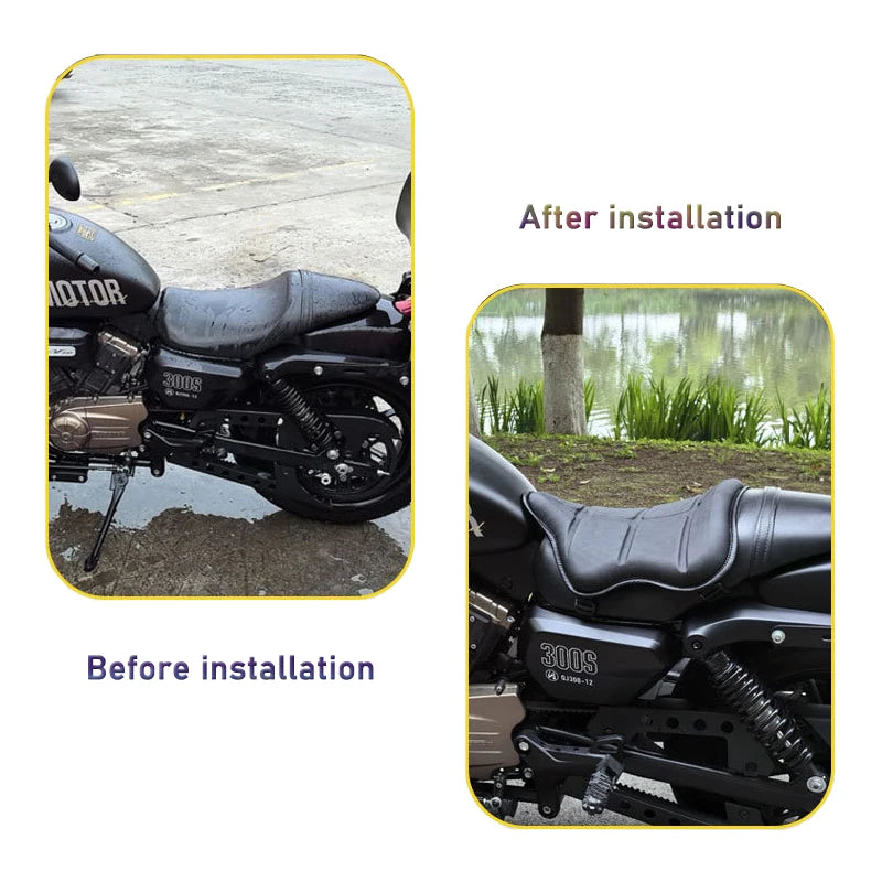 Motorrad Gel-Sitzkissen aus Leder – Großes Sitzpolster mit 3D-Wabenstruktur, stoßdämpfend, atmungsaktiv & wasserdicht