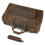 Newsbirds Extralarge Crazy Horse Bolsa de cuero para hombres – 60 cm Vintage Travel Duffle aus echtem Rindsleder mit Nietenboden 