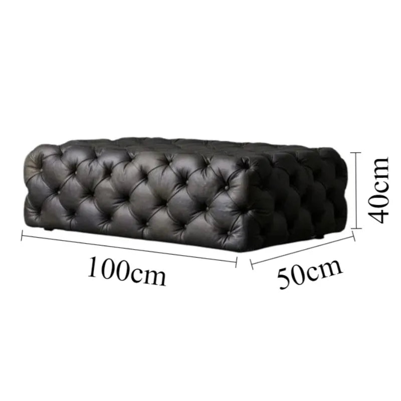 Luxuriöser Schuhwechsel-Hocker aus Leder – Moderner Sofa- & Sitzhocker in Schwarz für Wohnzimmer & Flur