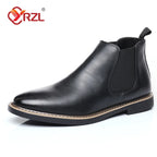 YRZL Herren Chelsea Boots 2025 - Botines Retro De Cuero De PU, Cómodos Zapatos Sin Cordones, Negro Y Braun, Größen 39–47