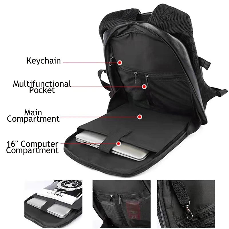 MOYYI Sac à dos en cuir PU pour hommes – Sac à dos pour ordinateur portable 15,6 pouces, résistant à l'eau, anti-corrosion et fonction de chargement USB, affaires et voyages 