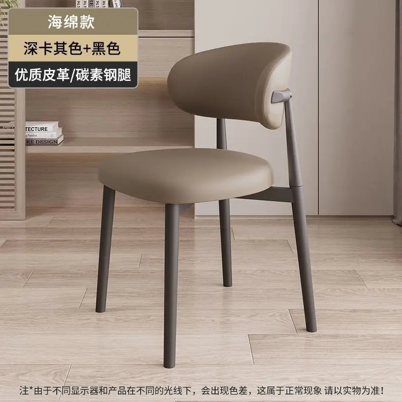 Italienischer Polster-Esszimmerstuhl aus Leder – Moderner Küchenstuhl mit Rückenlehne, High-Density Schaum &amp; stabilem Eisenrahmen im nordischen Design