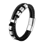 Geflochtenes Lederarmband mit Magnetverschluss – Edelstahl Charm Armband für Herren, modernes Design 21 cm