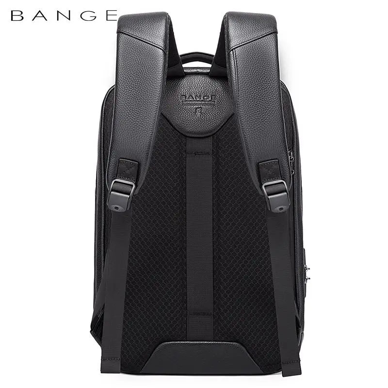 OZUKO BANGE Leder Business Rucksack Unisex – Diebstahlsicherer & wasserfester Laptoprucksack 15,6 Zoll für Arbeit & Schule