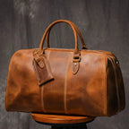 LEATHFOCUS Vintage Reisetasche aus echtem Rindsleder – Bolso grande de viaje y bandolera de cuero Crazy Horse, apto para portátil de 14 pulgadas 