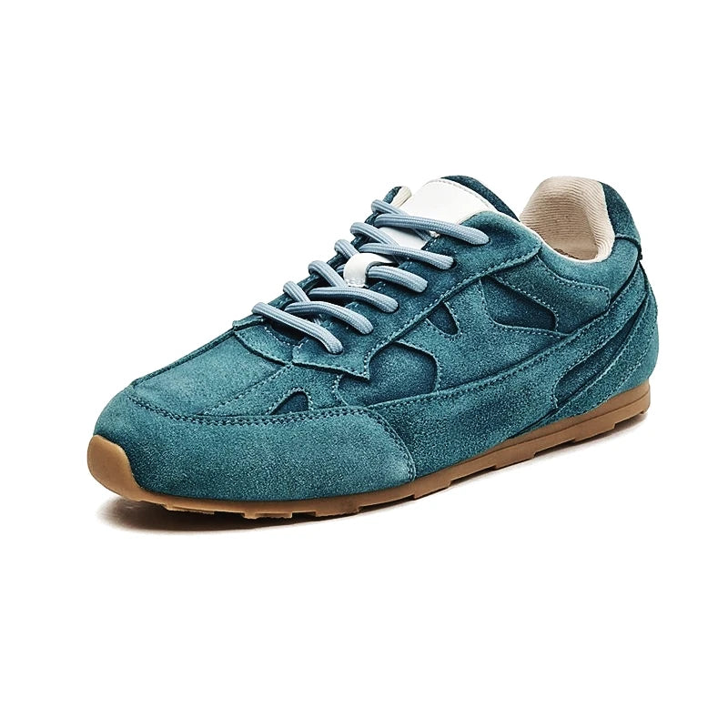Damen Echtleder Sneaker 2025 – Retro Casual Schuhe aus Rindsveloursleder | Flache Freizeit-Sneaker in großen Größen