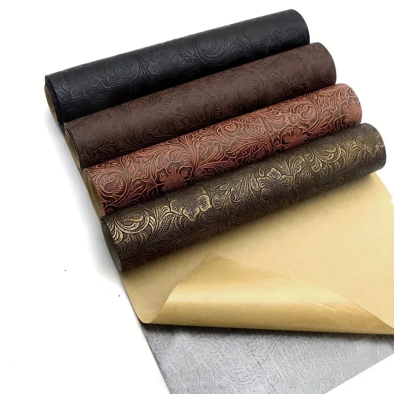 Selbstklebendes Kunstleder mit Blumenstruktur – Farbige PU Lederfolie 0,7 mm für DIY Ohrringe, Haaraccessoires & Bastelarbeiten