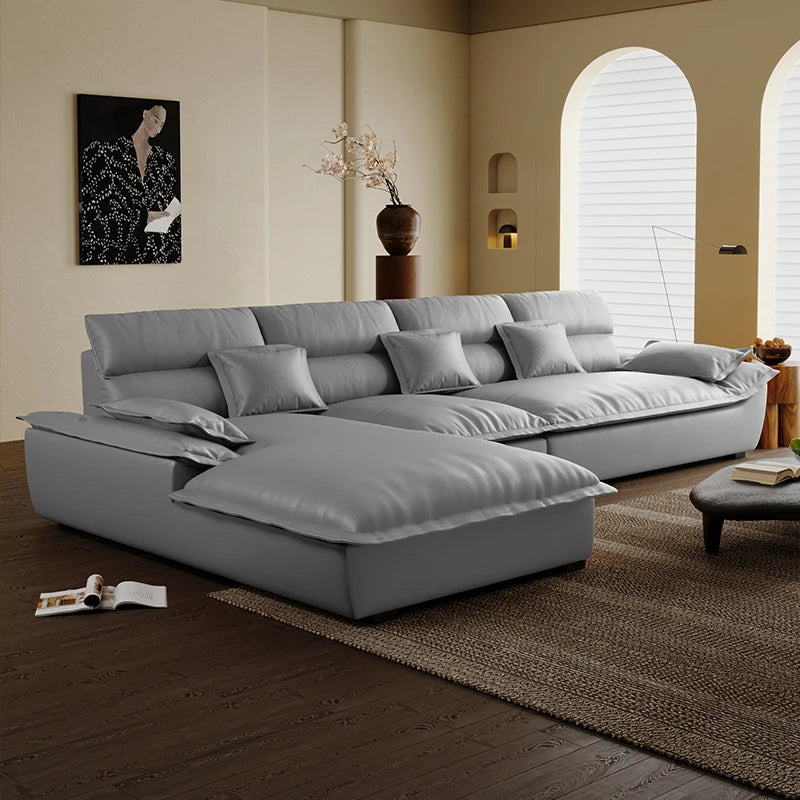 Italienisches Luxus Ledersofa – Minimalistisches L-förmiges Ecksofa für moderne Wohnzimmer
