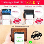 Herren Leder Geldbörse mit RFID-Schutz – Vintage Kurzportemonnaie aus echtem Leder für Karten, Ausweis und Bargeld