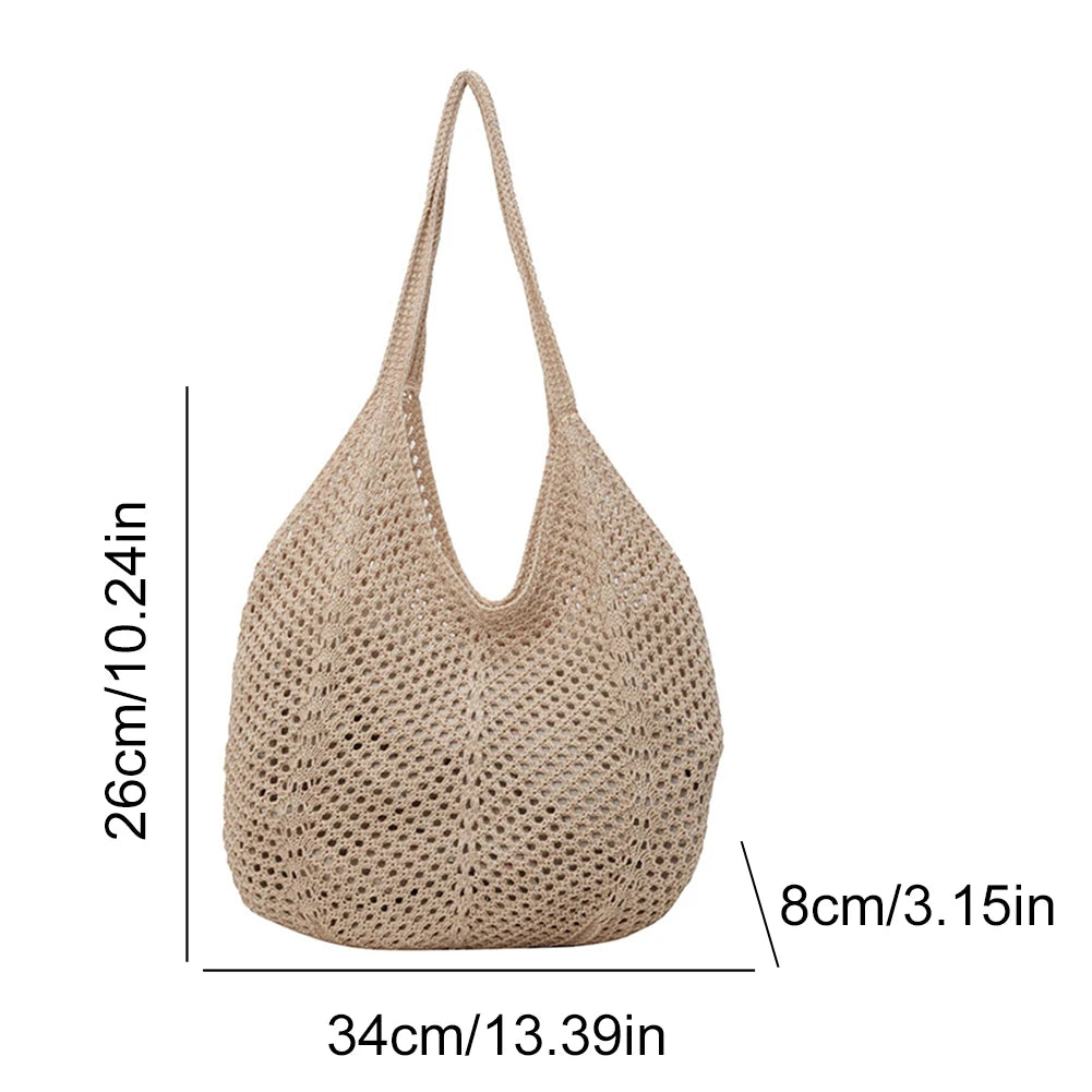Sac à bandoulière pour femme – Grand sac hobo en maille pour Sommer, Strand &amp; Alltag 