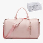 55L 2-en-1 Reise-Kleidertasche aus wasserdichtem PU-Leder - Bolsa de viaje grande con cierre, bolsa de ropa faltbare para mujeres