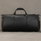 QINGWU Große Leder Reisetasche für Herren – Luxus Duffle & Suit Bag aus echtem Rindsleder mit hartem Korpus