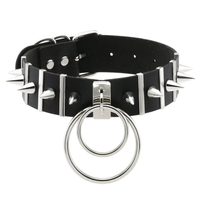 Punk Gothic Choker mit Nieten & Stern – PU-Leder Halsband mit Herz, Kreuz & Spikes im Harajuku Y2K Style für Damen