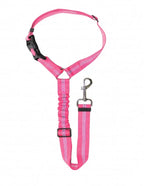 Verstellbarer Hunde Autosicherheitsgurt – Reflektierender, elastischer Nylon Gurt mit Leder-Schlaufe für sichere Autofahrten 