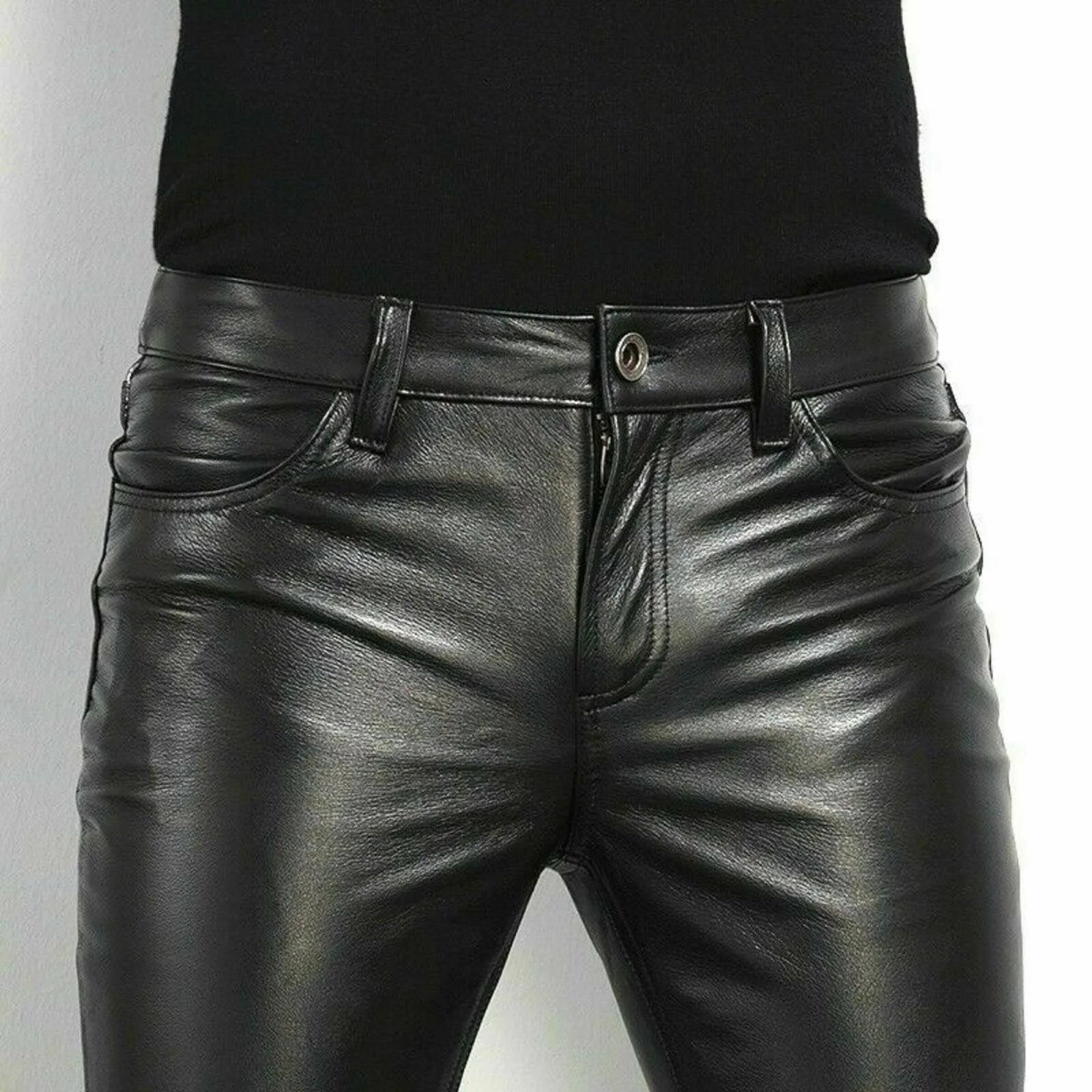Herren Kunstlederhose im Rock & Biker Style – Slim Fit Skinny PU Lederhose für Party, Club & Motorrad-Look