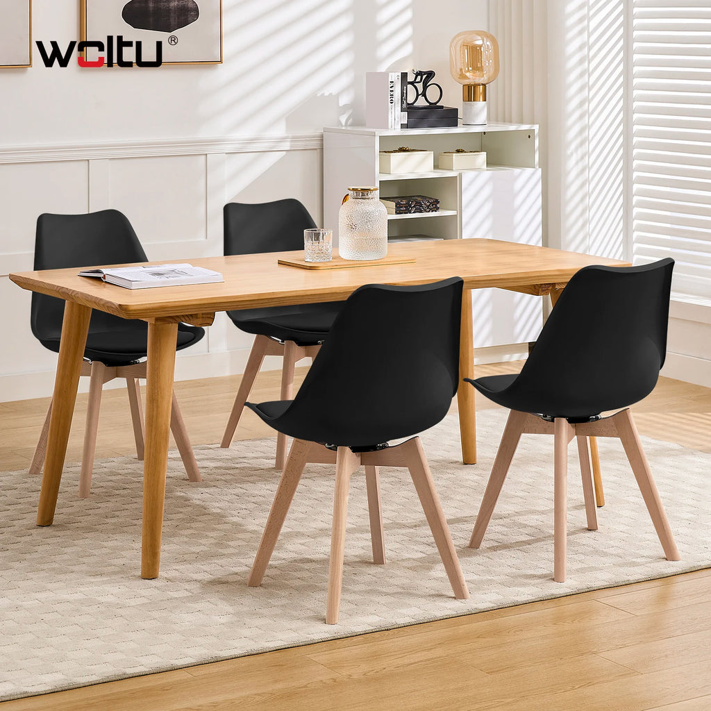 WOLTU Esszimmerstühle 4er-Set – Moderne drehbare Dining Chairs aus Kunstleder & Massivholz, gepolstert für Küche & Wohnzimmer