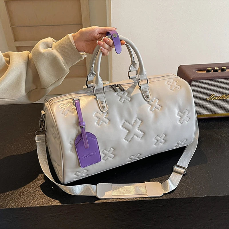 Damen PU Leder Gym & Travel Bag – Modische Fitness-, Yoga- & Reisetasche im Boston-Stil, Sport Duffle & Schulter Tote Bag