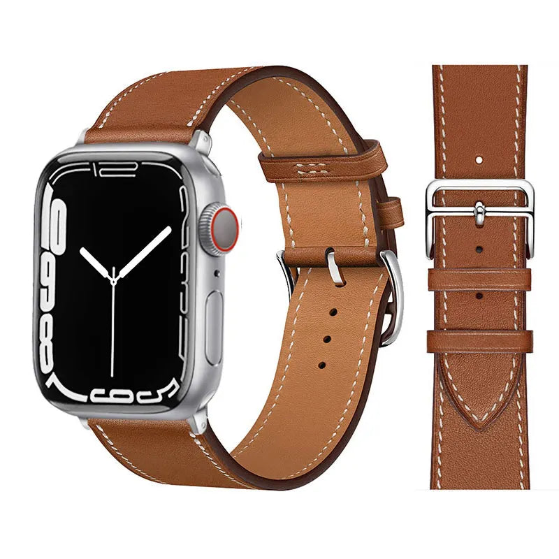 Echtes Lederarmband für Apple Watch – Hochwertiges iWatch Armband 38–49 mm für Series SE, 3–10 & Ultra mit Metallschließe