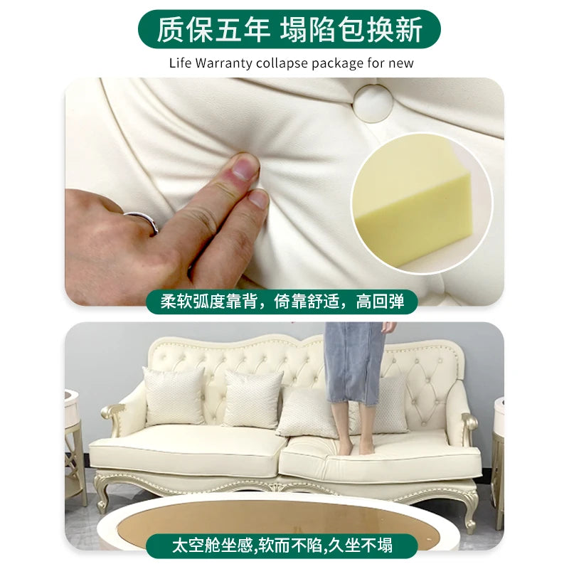 Amerikanisches Light-Luxury Ledersofa – Moderne französische Wohnlandschaft aus echtem Leder, europäisches Ecksofa für stilvolle Wohnzimmer