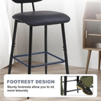 Moderne Leder-Barhocker mit Rückenlehne – Frühstücksbar & Kücheninsel Barstühle im minimalistischen Design
