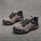 HIKEUP Herren Leder Outdoor-Schuhe – Atmungsaktive Hiking & Trekking Sneakers, Mountain Climbing & Trail Jogging Shoes, Slip-On Turnbuckle