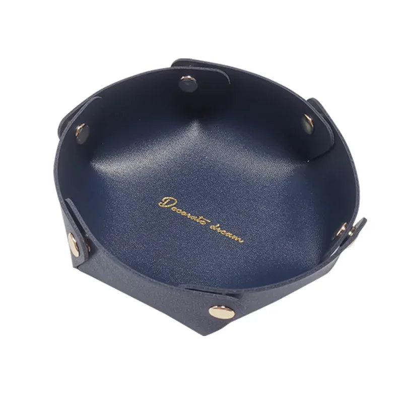 Runde PU Leder Ablageschale – Moderner Desktop Organizer für Schlüssel, Kosmetik & kleine Alltagsgegenstände